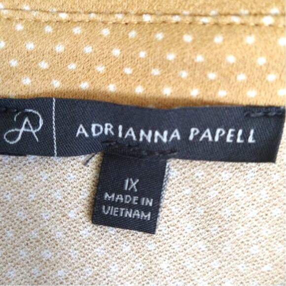 Adrianna Papell 1X Butter Yellow with White Polka Dots Flutter Sleeve Top - Picture 3 of 8